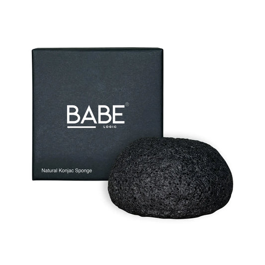 Natural Konjac Sponge in box, biodegradable exfoliating face scrub made from plant fibers.