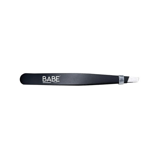 Precision Tweezers with angled tip for shaping brows, made of stainless steel.