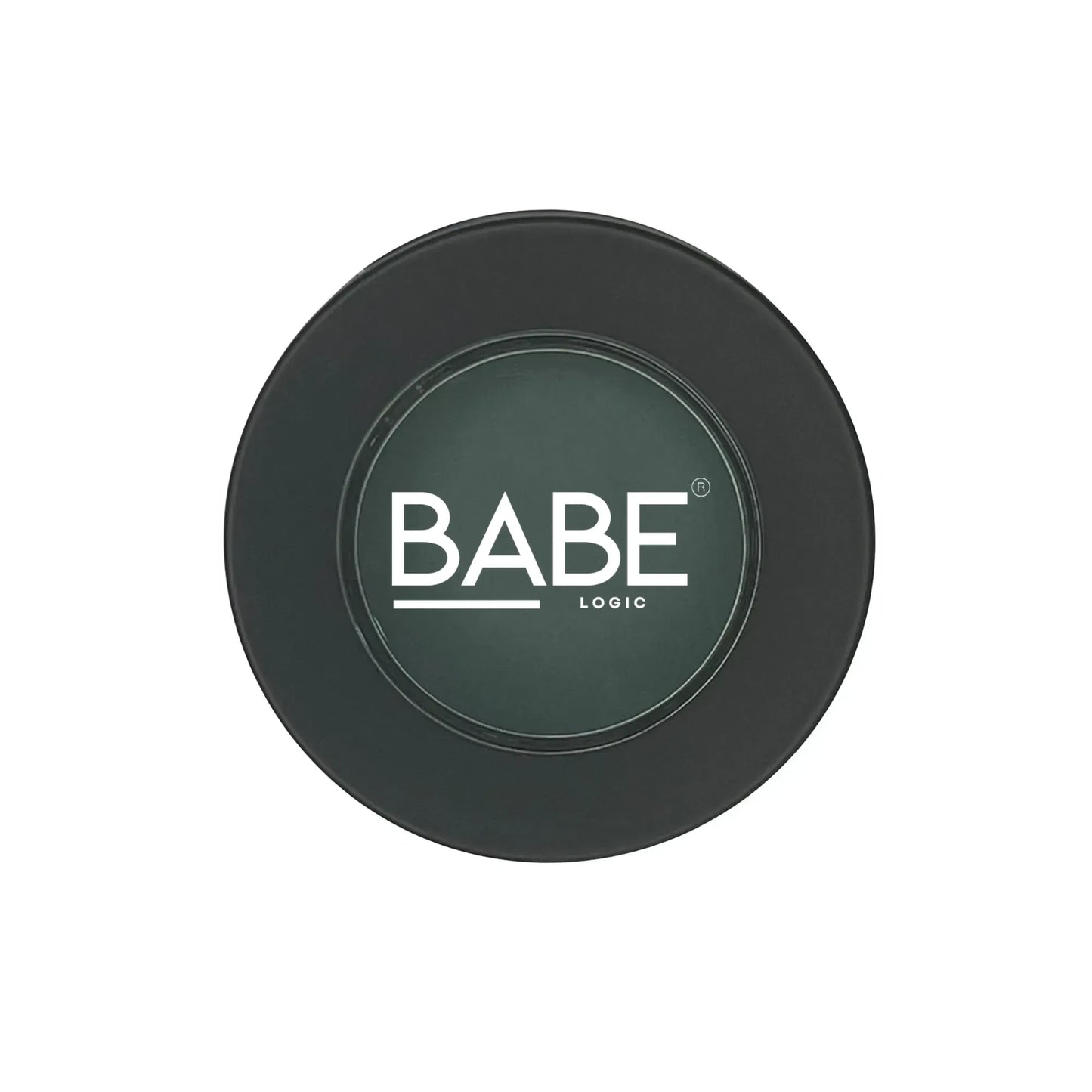 Single pan eyeshadow in black circular container with talc-free formula.