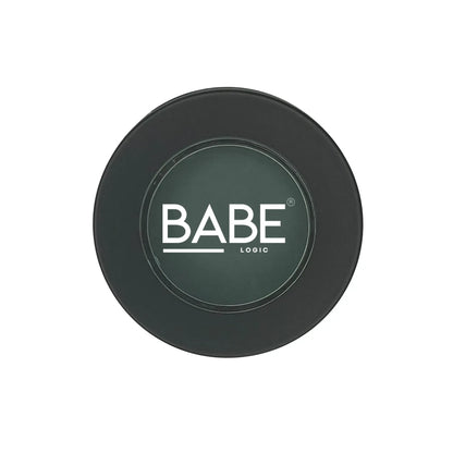 Single pan eyeshadow in black circular container with talc-free formula.
