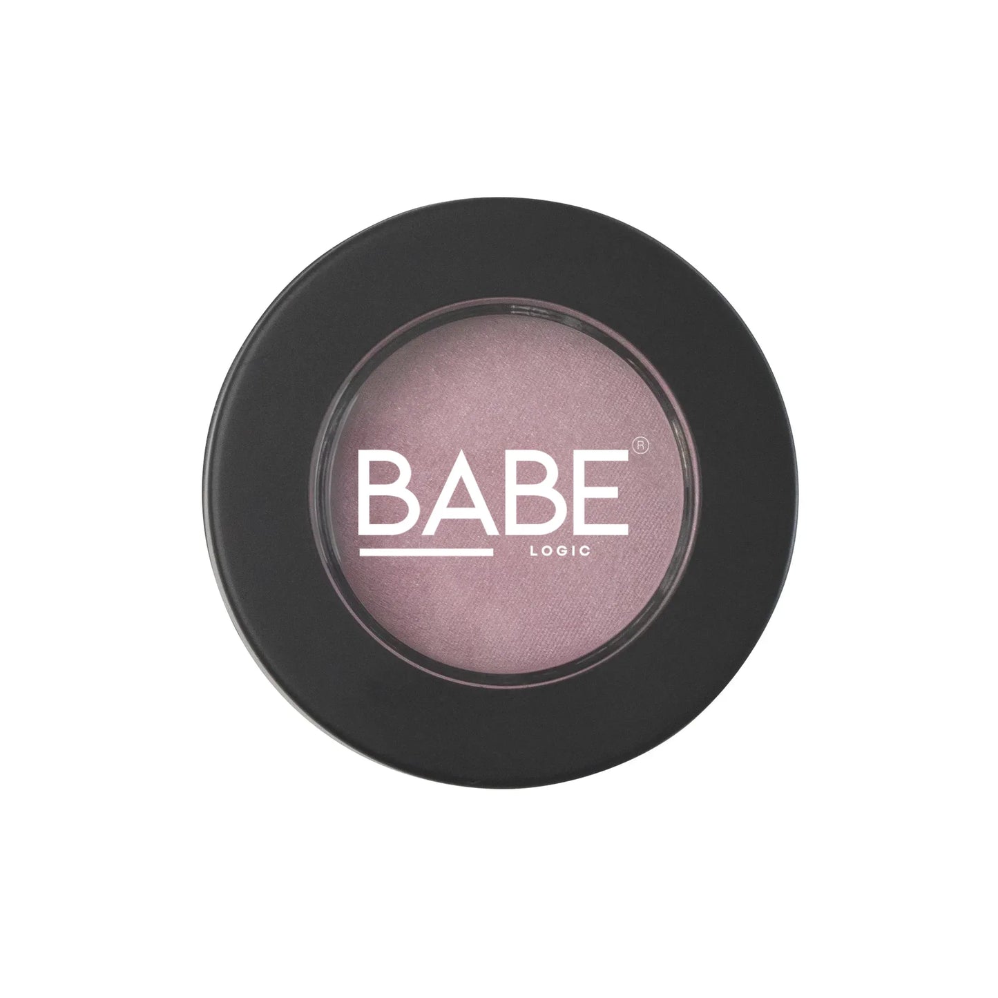 Talc-free single pan eyeshadow in round black compact case.