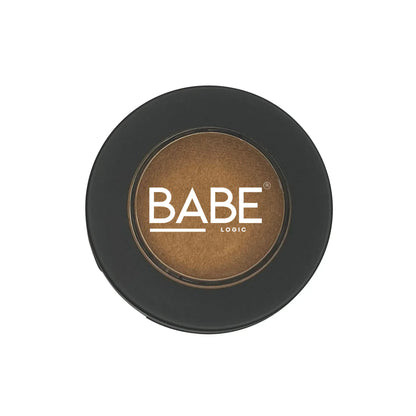 Talc-free single pan eyeshadow in a round black container.