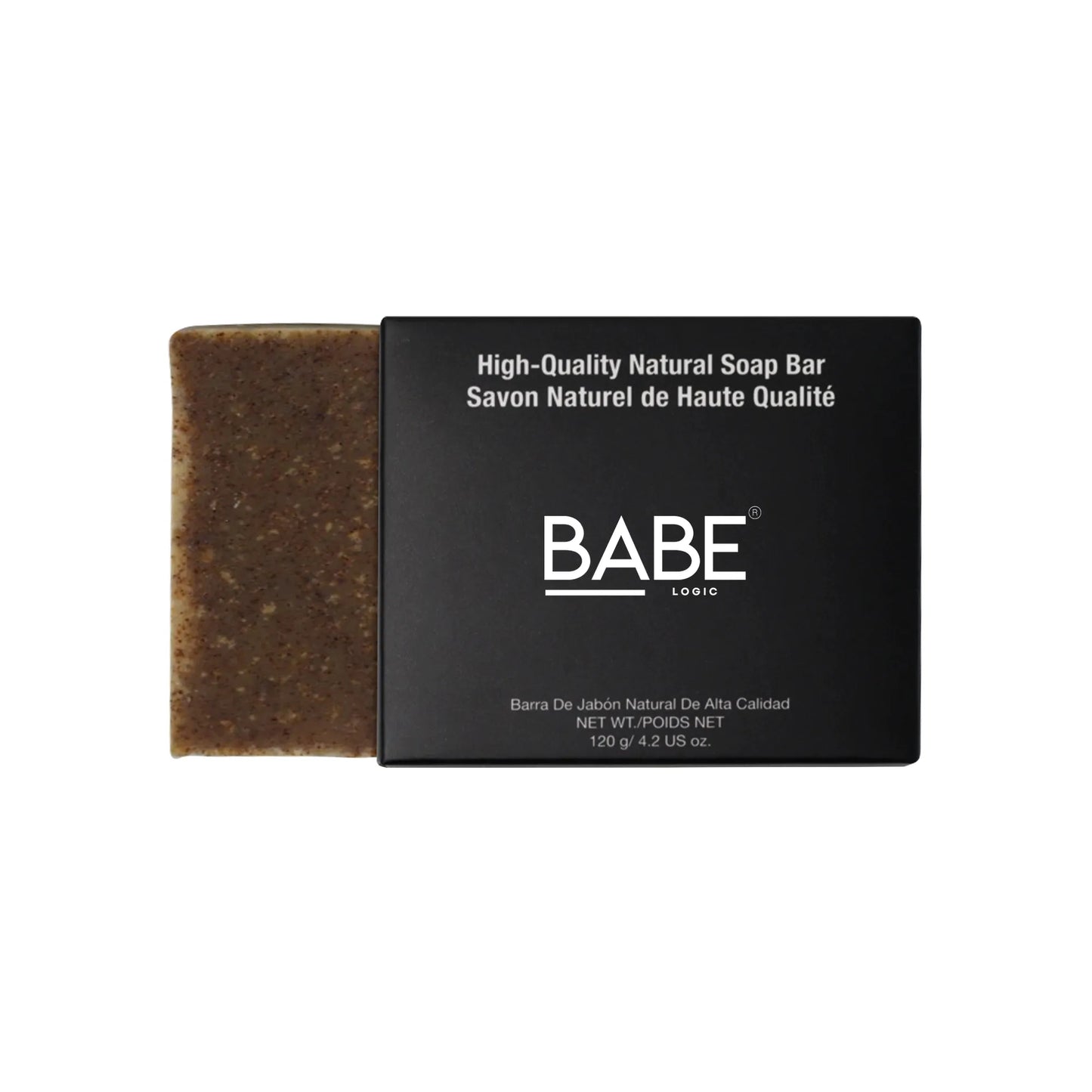 High-quality natural soap bar with packaging featuring essential oils and natural extracts.
