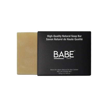 High-quality natural soap bar with black packaging, suitable for all skin types, featuring soothing and revitalizing ingredients.