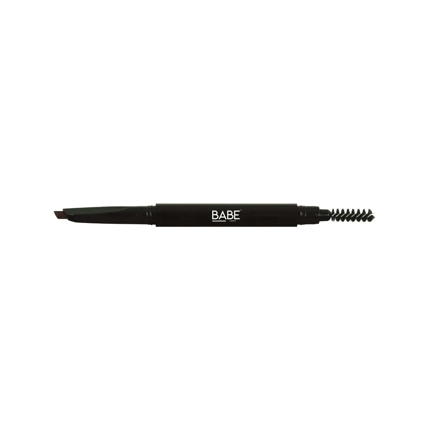 Automatic eyebrow pencil with dual tips, featuring an angled tip for precise application and a spooly for blending, ideal for perfect brows.