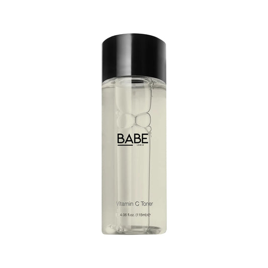 Vitamin C Toner in a clear bottle with black cap, 115 mL.