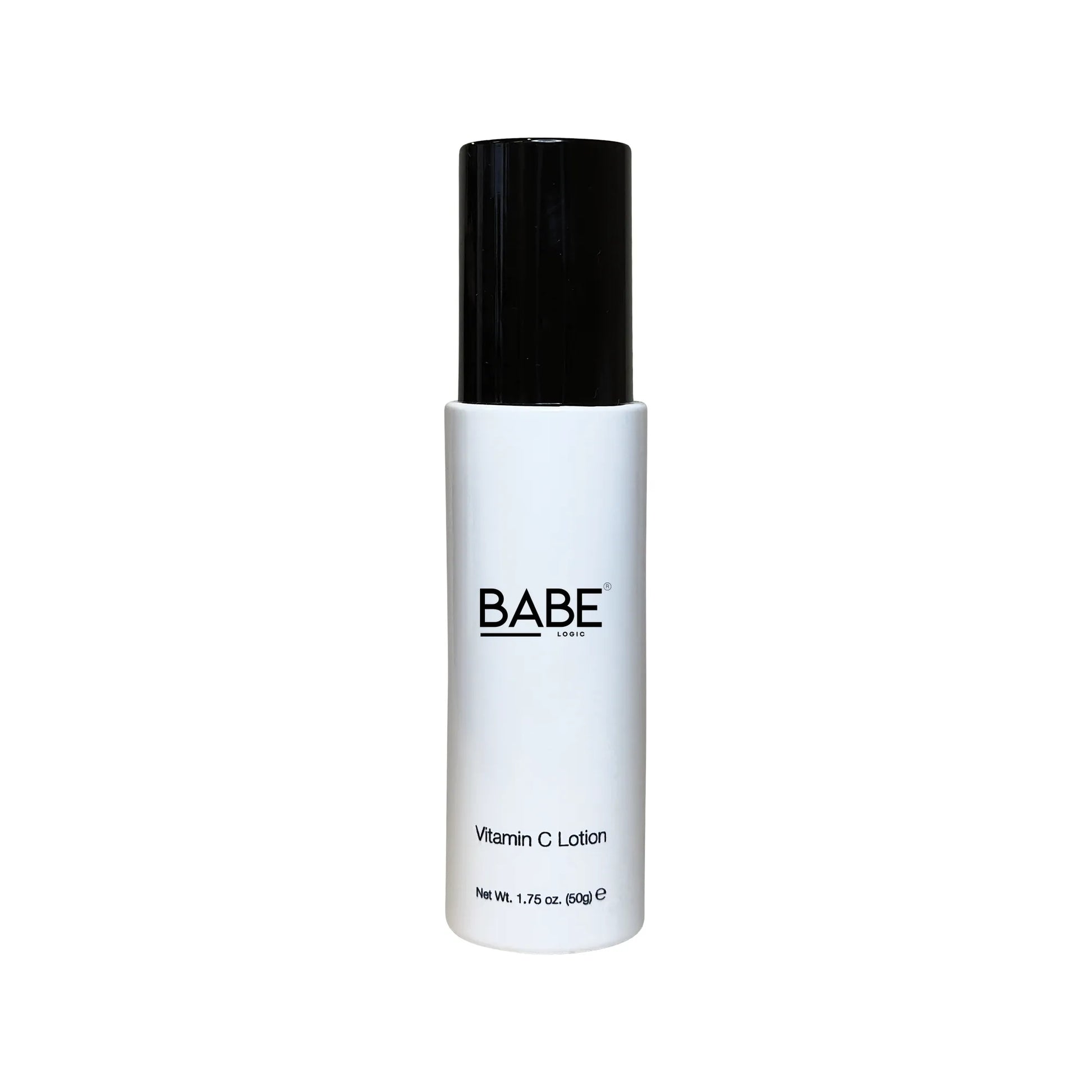 Vitamin C Lotion bottle with black cap, 1.75 oz capacity.
