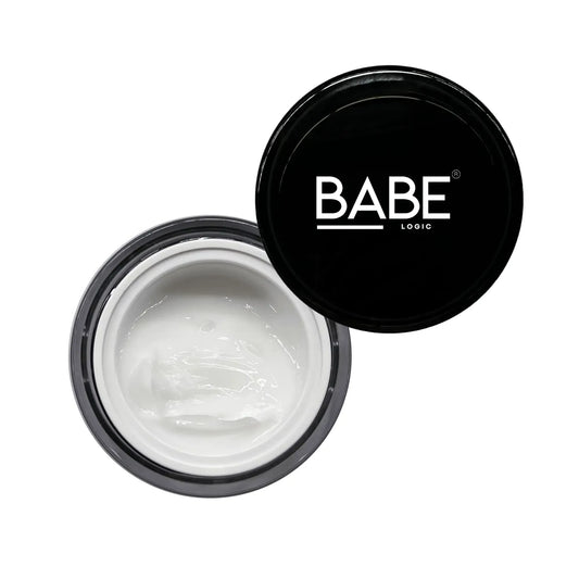 Open jar of Active Eye Cream with a black lid displaying brand logo.