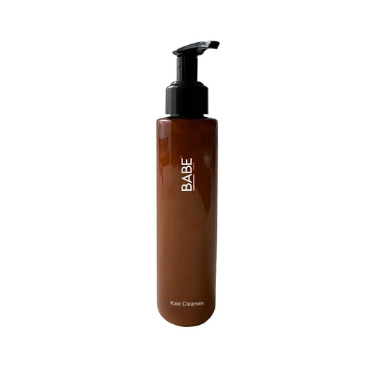Brown bottle of Kale Face Cleanser with pump dispenser.