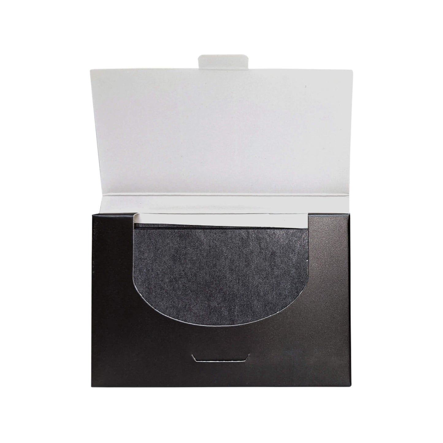 Open package of touch-up blotting papers for absorbing excess oil and shine.