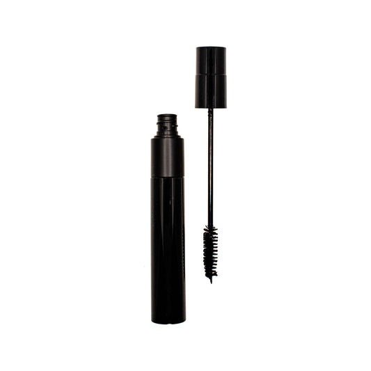 Black dual lash mascara with two application wands for natural or full volume lashes.