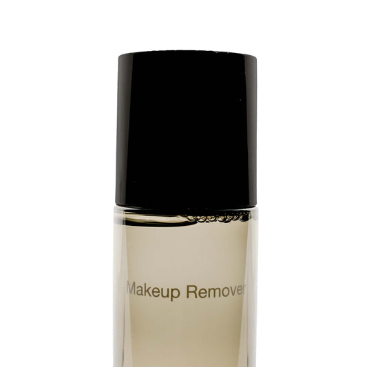 Lip and Eye Makeup Remover bottle with black cap, suitable for sensitive skin, recyclable packaging, 100 mL.