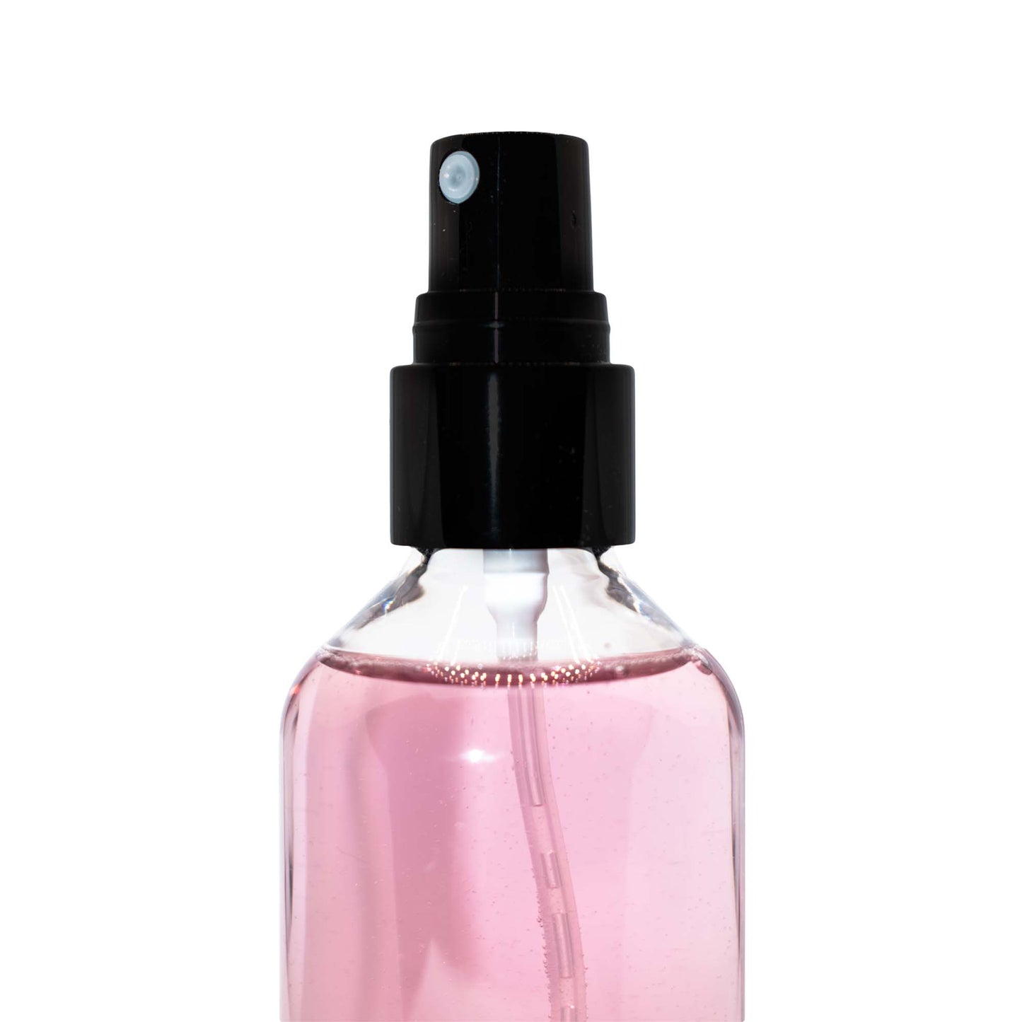 Pink bottle of oil control setting spray with black nozzle.