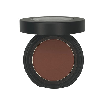 Talc-free single pan eyeshadow in a deep brown shade, ideal for creating versatile eye looks.
